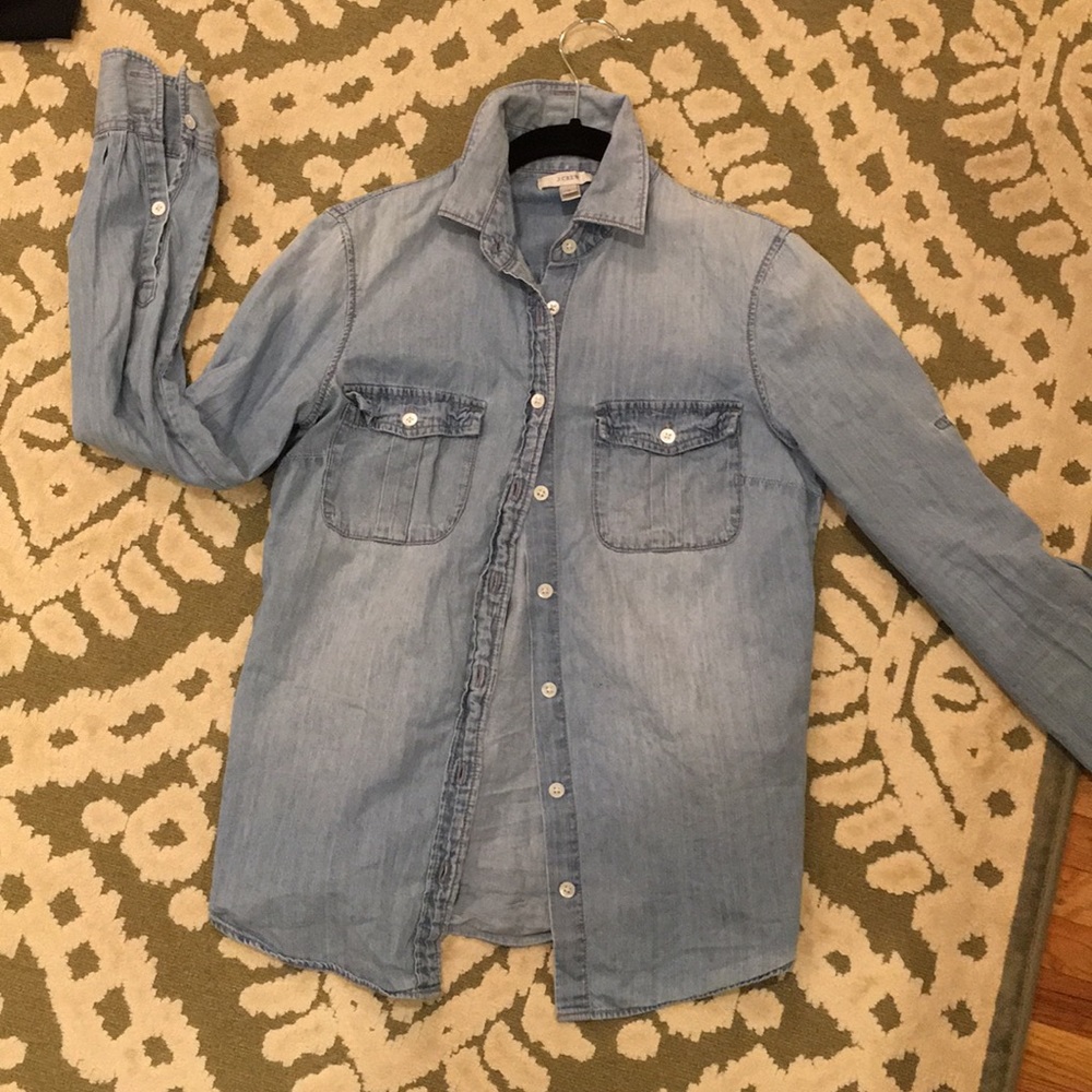 JCrew denim shirt Sz 0 faded blue